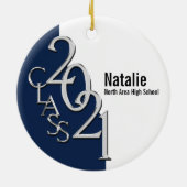 Afstuderen Class 2021 foto blauw zilver Keramisch Ornament (Achterkant)