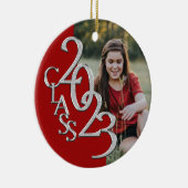 Afstuderen Class 2023 foto rood zilver Keramisch Ornament (Rechts)