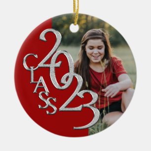 Afstuderen Class 2023 foto rood zilver Keramisch Ornament