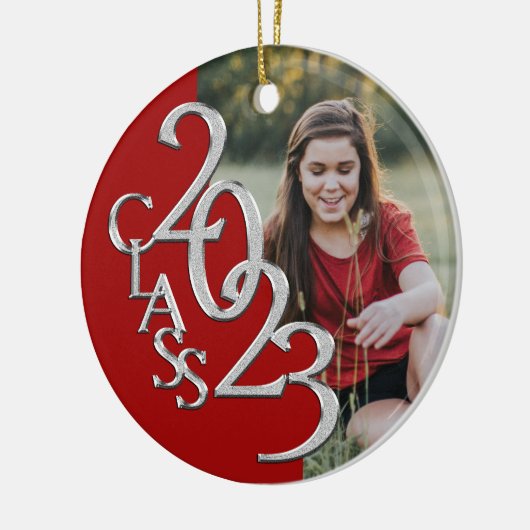 Afstuderen Class 2023 foto rood zilver Keramisch Ornament (Links)