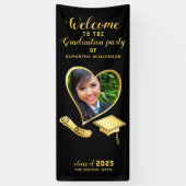 Afstuderen Class 2025 Zwart Goud Afstuderen Welkom Spandoek (Verticaal)