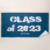 Afstuderen Class Grunge Typografie Blue Monogram Strandlaken (Voorkant)