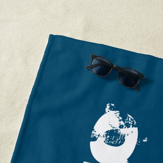 Afstuderen Class Grunge Typografie Blue Monogram Strandlaken (In situ)