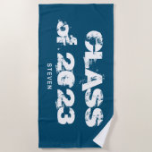 Afstuderen Class Grunge Typografie Blue Monogram Strandlaken (Voorkant)