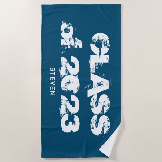 Afstuderen Class Grunge Typografie Blue Monogram Strandlaken (Voorkant)