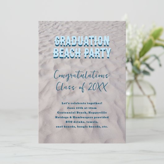 Afstuderen Class Invitation Beach Party Thema Kaart (Staand voorkant)