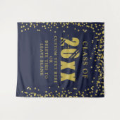 Afstuderen CLASS JAAR Gold Confetti Navy Blue Wandkleed (Voorkant (horizontaal))