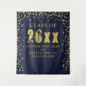 Afstuderen CLASS JAAR Gold Confetti Navy Blue Wandkleed (Voorkant)