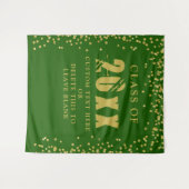 Afstuderen CLASS JAAR Green Gold Confetti Backdrop Wandkleed (Voorkant (horizontaal))