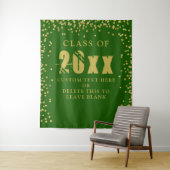 Afstuderen CLASS JAAR Green Gold Confetti Backdrop Wandkleed (In situ)