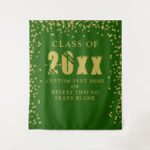 Afstuderen CLASS JAAR Green Gold Confetti Backdrop Wandkleed (Voorkant)