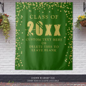 Afstuderen CLASS JAAR Green Gold Confetti Backdrop Wandkleed