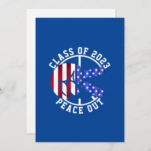 Afstuderen Class of 2025 Peace Out Afstuderen blau Feestdagenkaart (Voorkant / Achterkant)