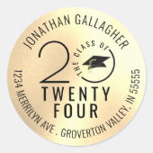 Afstuderen Class Year Black Gold Return-adres Ronde Sticker (Voorkant)