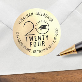 Afstuderen Class Year Black Gold Return-adres Ronde Sticker