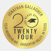 Afstuderen Class Year Black Gold Return-adres Ronde Sticker (Voorkant)