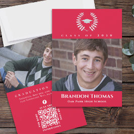 Afstuderen Classic Photo Crimson Red Laurel Leaves Kaart