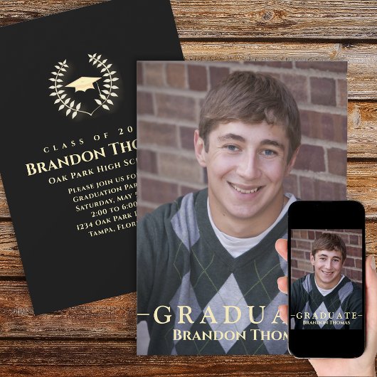 Afstuderen Classic Photo Laureate Laurel Gold Kaart