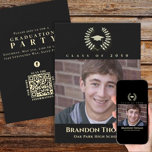 Afstuderen Classic Photo Laureate Laurel Gold Kaart