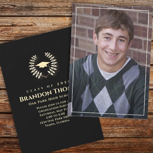 Afstuderen Classic Photo Laureate Laurel Gold Kaart