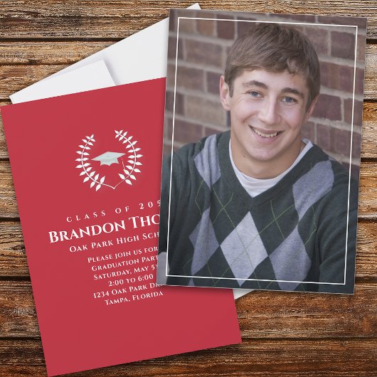 Afstuderen Classic Photo Laureate Laurel Red Kaart
