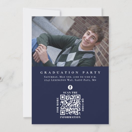 Afstuderen Classic Photo Navy Blue Laureate Kaart (Achterkant)