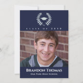 Afstuderen Classic Photo Navy Blue Laureate Kaart (Voorkant)