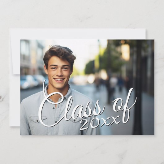 Afstuderen Classy Script Announcement Party Kaart (Voorkant)