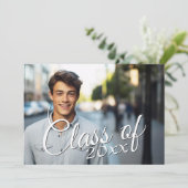 Afstuderen Classy Script Announcement Party Kaart (Staand voorkant)