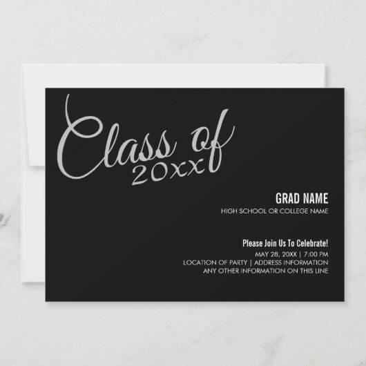 Afstuderen Classy Script Announcement Party Kaart (Achterkant)