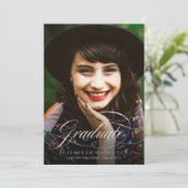 Afstuderen Classy Silver Script Afstudeerder Party Kaart (Staand voorkant)