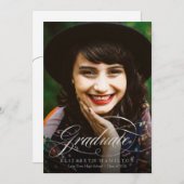 Afstuderen Classy Silver Script Afstudeerder Party Kaart (Voorkant / Achterkant)