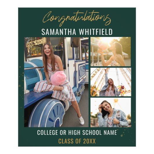 Afstuderen Collage Groen Afstudeerder 2024 Foto Afdruk (Voorkant)