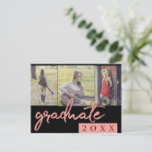 Afstuderen collage | Koraal Script 3 Foto Keepsake Uitnodiging Briefkaart (Staand voorkant)