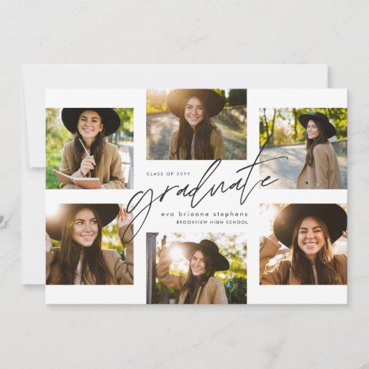Afstuderen collage zes fotomoderne afstuderen aankondiging (Voorkant)