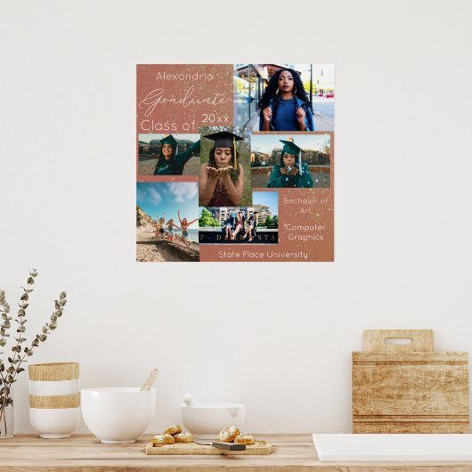 Afstuderen College Foto 3 - Roze glitter Poster (Keuken)