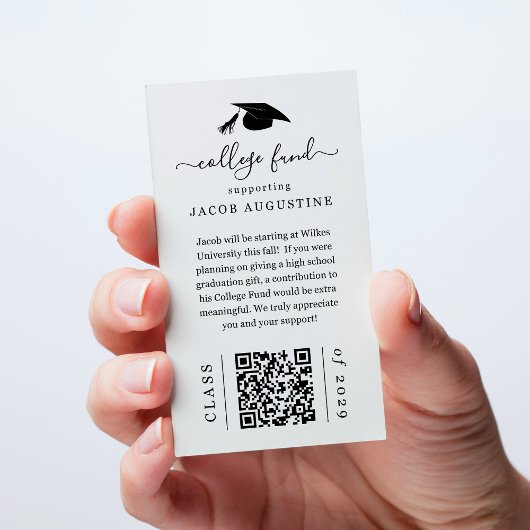 Afstuderen College Fund Kaart met QR-code invoegen Visitekaartje