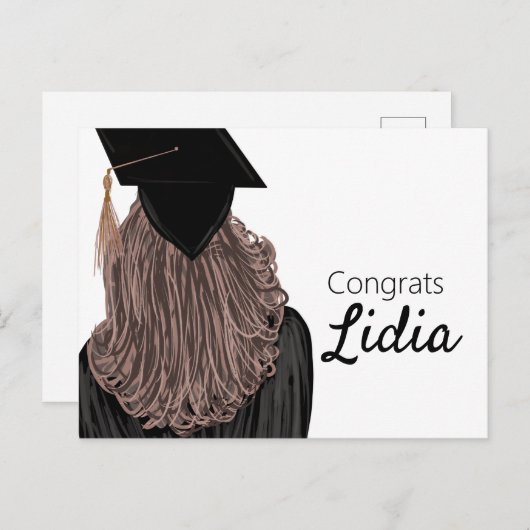 Afstuderen College Highschool Girl Afstuderen Briefkaart (Voorkant / Achterkant)