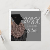 Afstuderen College Highschool Girl Afstuderen Kaart (Voorkant / Achterkant in situ)