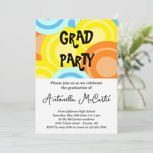 Afstuderen Colorful Disco Retro Fun Kaart (Staand voorkant)