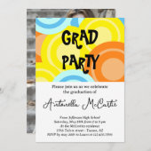 Afstuderen Colorful Disco Retro Fun Kaart (Voorkant / Achterkant)