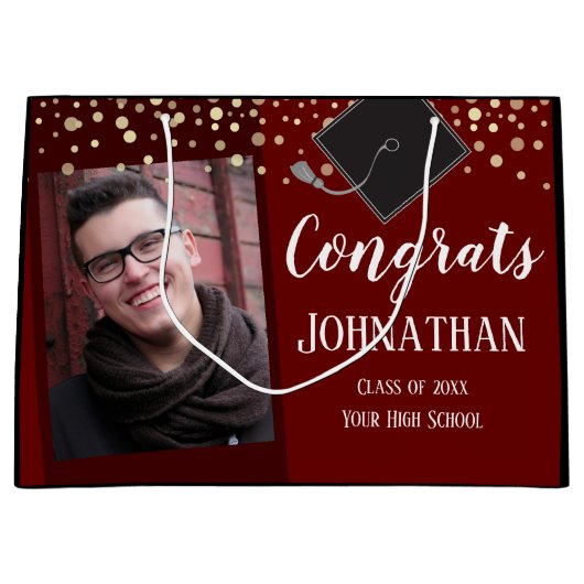 Afstuderen combineert twee foto's met grote cadeau groot cadeauzakje (Voorkant)