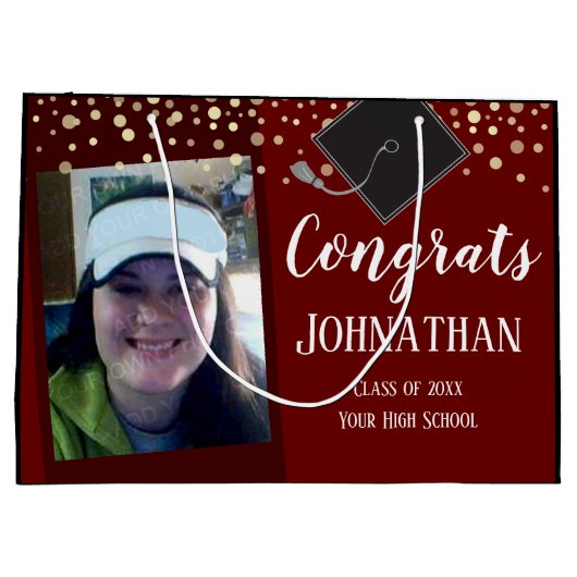 Afstuderen combineert twee foto's met grote cadeau groot cadeauzakje (Achterkant)