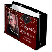 Afstuderen combineert twee foto's met grote cadeau groot cadeauzakje (Voorkant Gekanteld)