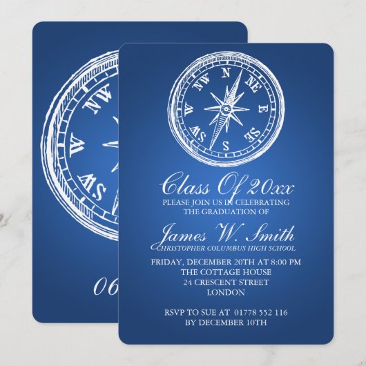 Afstuderen  Compass Blue Kaart (Voorkant / Achterkant)