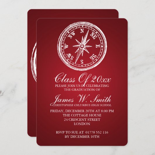 Afstuderen Compass Red Kaart (Voorkant / Achterkant)