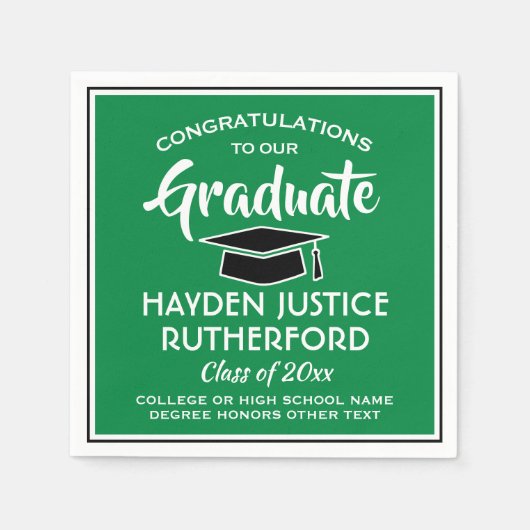 Afstuderen comprimeert Modern Green White en Black Servet (Voorkant)
