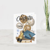 Afstuderen Confetti Blauw Pet Notitiekaartje (Voorkant)