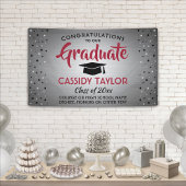 Afstuderen Confetti geborsteld Roestvrij rood en z Spandoek