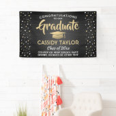 Afstuderen Confetti geborsteld zwart goud en wit Spandoek (Insitu)